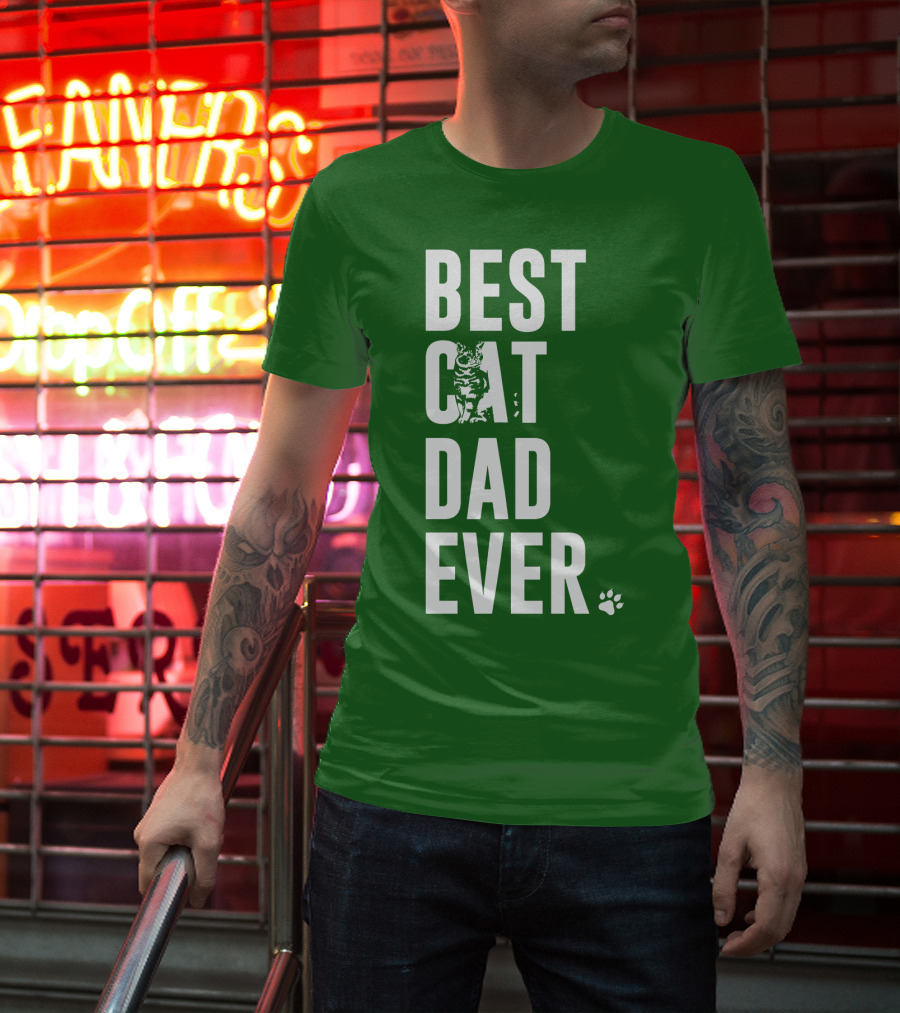 BEST CAT DAD EVER Cat And Paw T-Shirt