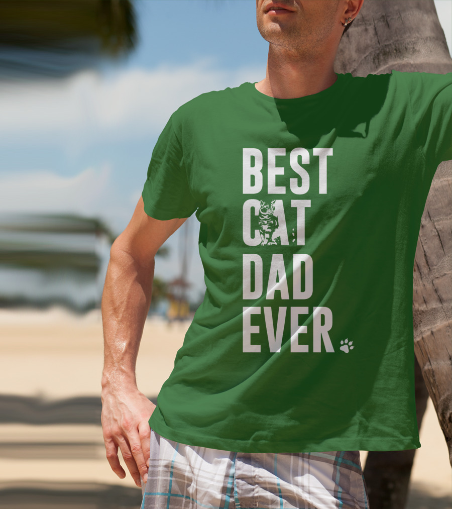 BEST CAT DAD EVER Cat And Paw T-Shirt