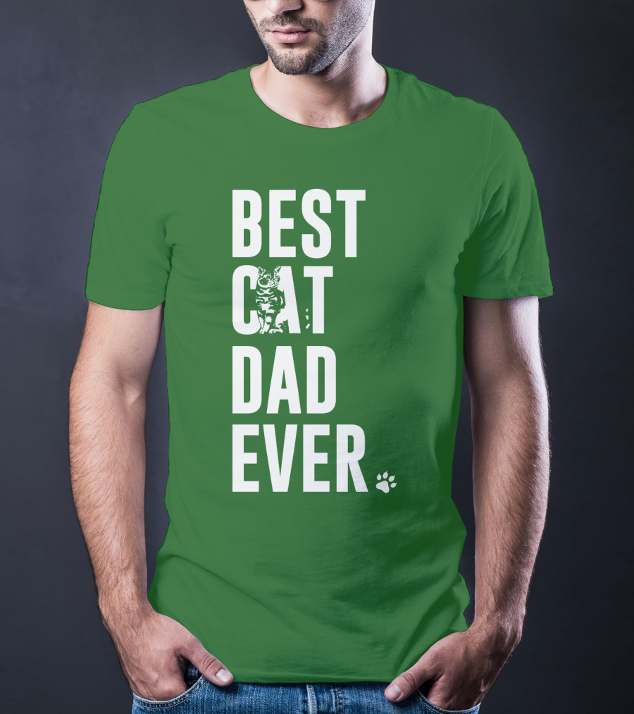 BEST CAT DAD EVER Cat And Paw T-Shirt