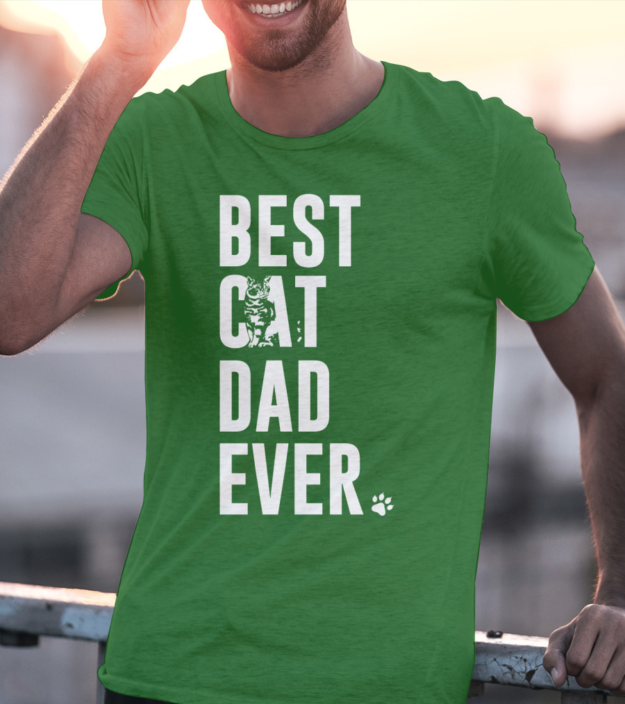 BEST CAT DAD EVER Cat And Paw T-Shirt