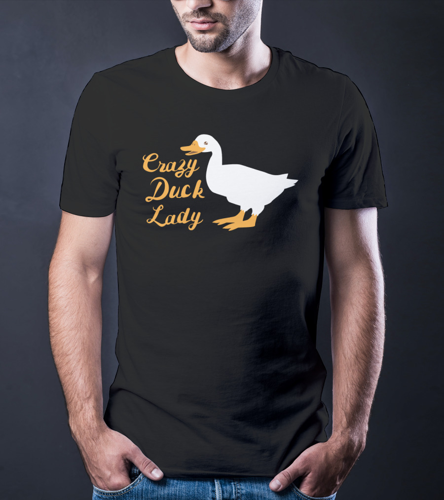 Crazy Duck Lady Whimsical White Duck T-Shirt