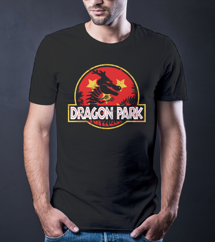 Dragon Park Jurassic Parody Retro T-Shirt