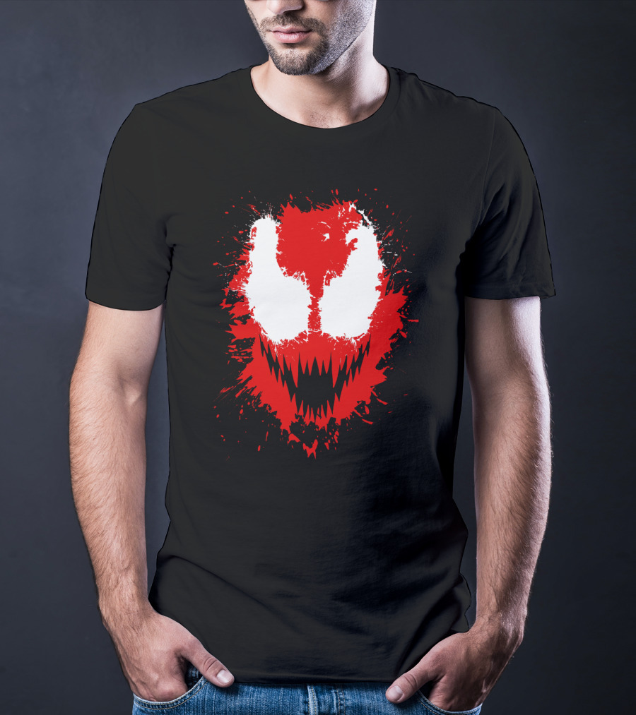 Carnage Marvel Villain Symbiote Red And Black Iconic Mask T-Shirt
