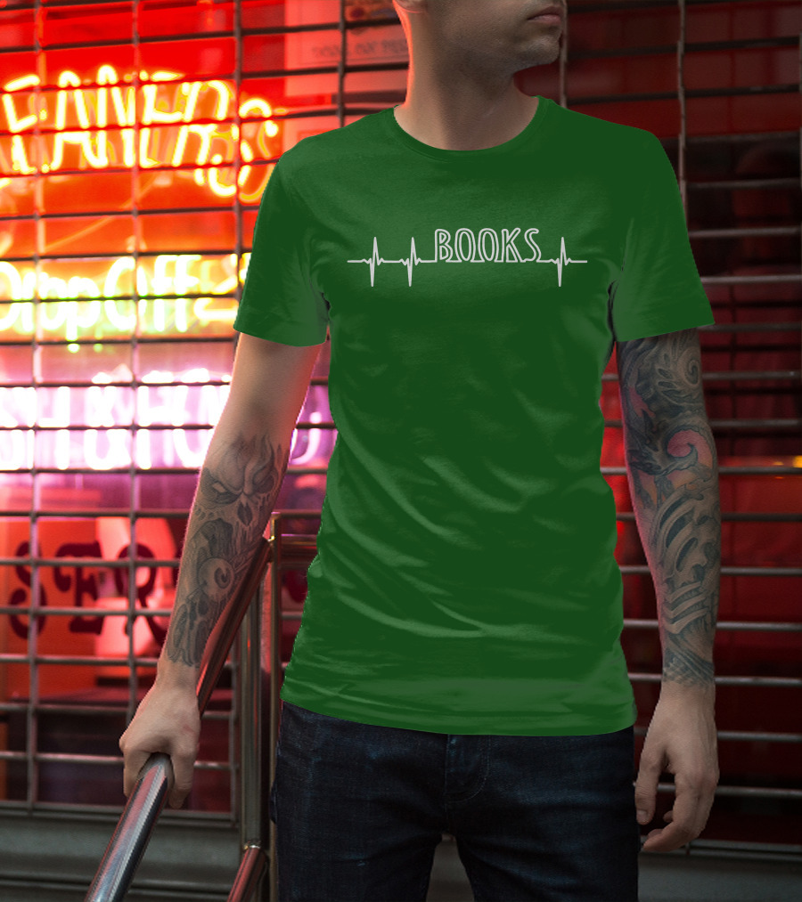 Books Heartbeat EKG Line T-Shirt