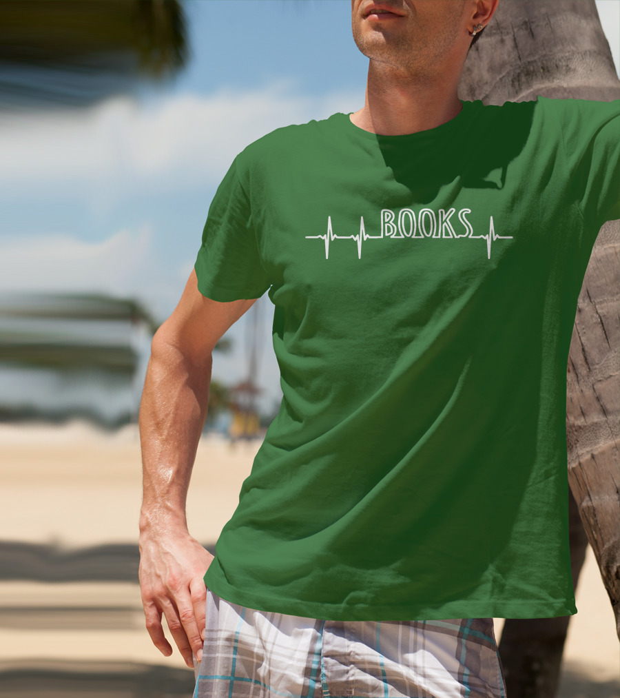 Books Heartbeat EKG Line T-Shirt