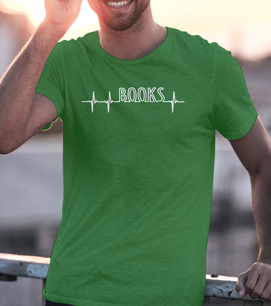 Books Heartbeat EKG Line T-Shirt