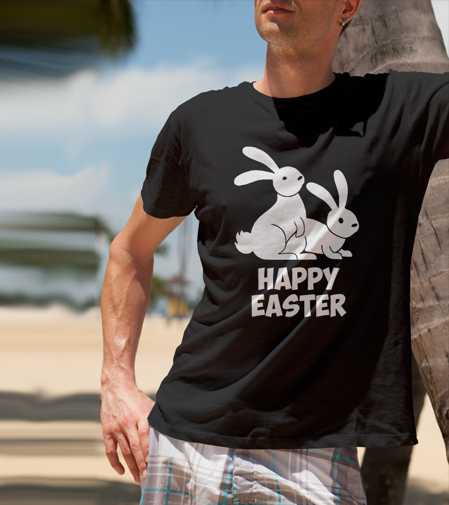 Happy Easter Bunnies Rabbit Pair T-Shirt