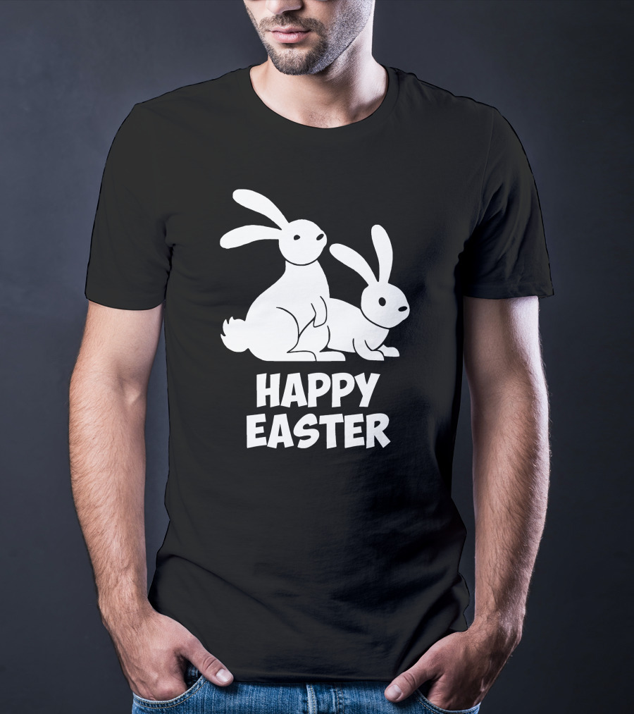 Happy Easter Bunnies Rabbit Pair T-Shirt