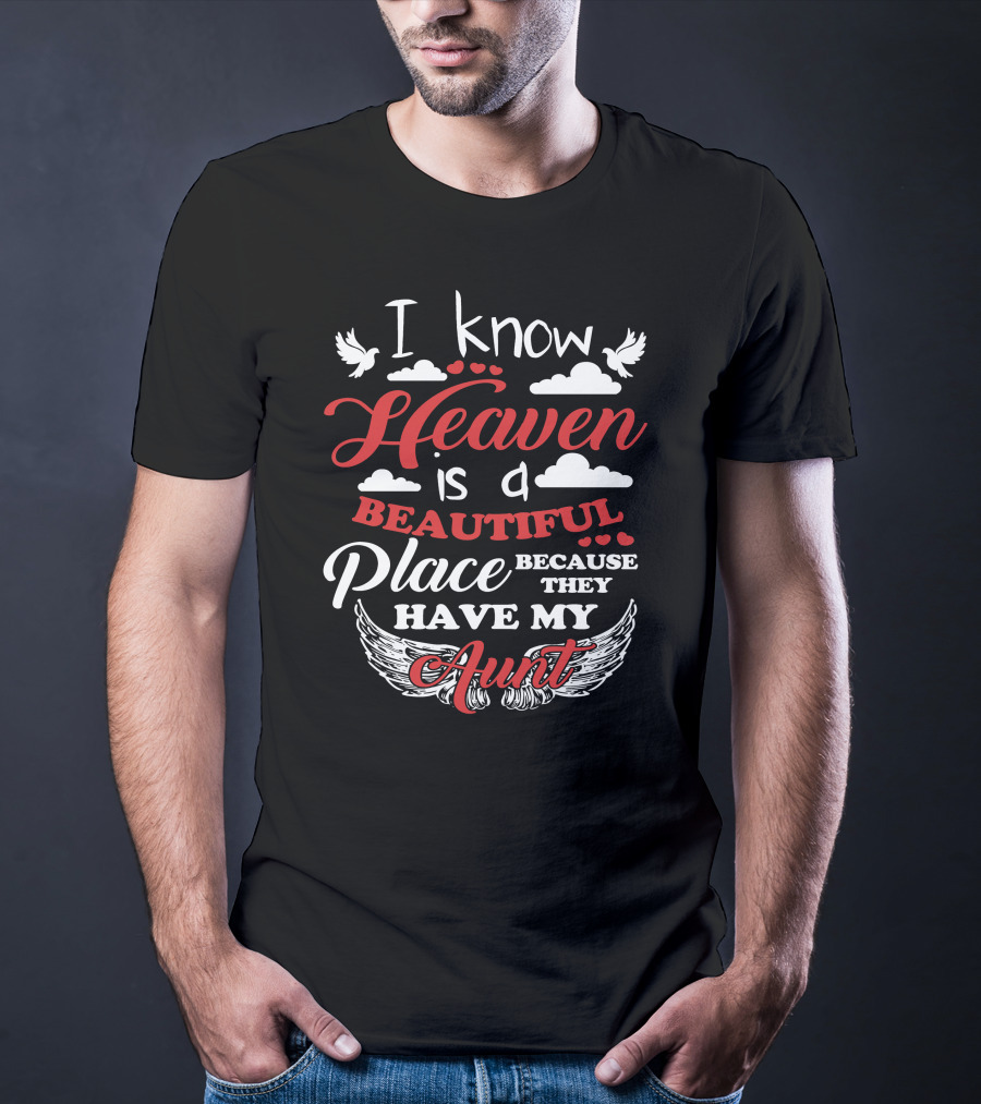 I Know That Heaven Is A Beautiful Place Because They Have My Aunt Clouds Wings Doves T-Shirt