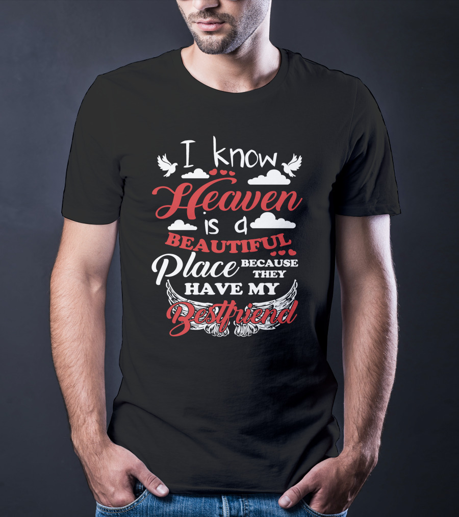I Know Heaven Is A Beautiful Place Because They Have My Best Friend With Wings And Clouds T-Shirt