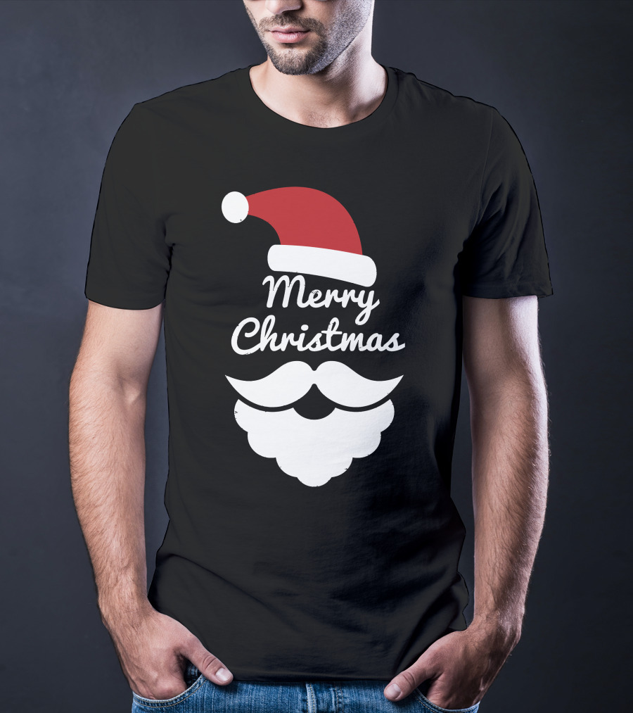 Merry Christmas Santa Hat And Beard T-Shirt