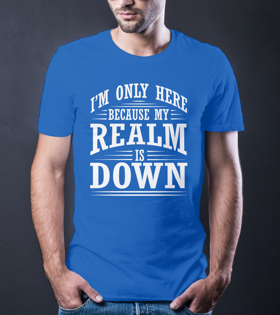 I'm Only Here Because My Realm Is Down Gaming Humor T-Shirt