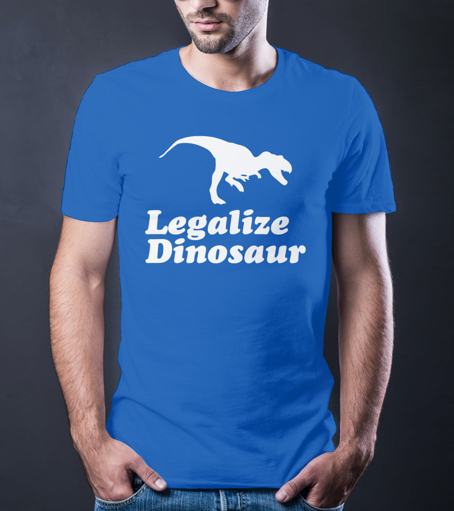 Legalize Dinosaur T-Rex Silhouette On Blue T-Shirt