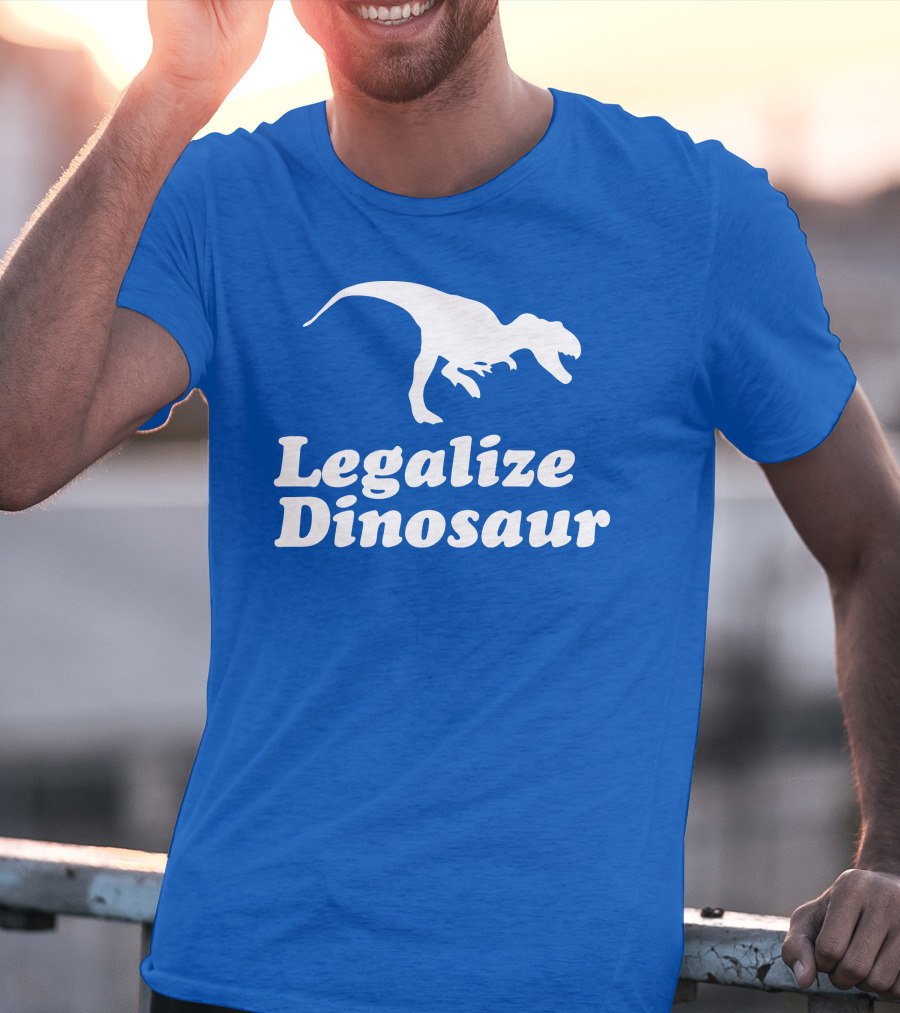 Legalize Dinosaur T-Rex Silhouette On Blue T-Shirt