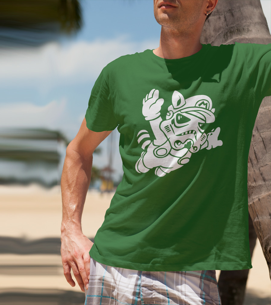 Tanooki Trooper Mashup M Helmet Raccoon Tail T-Shirt