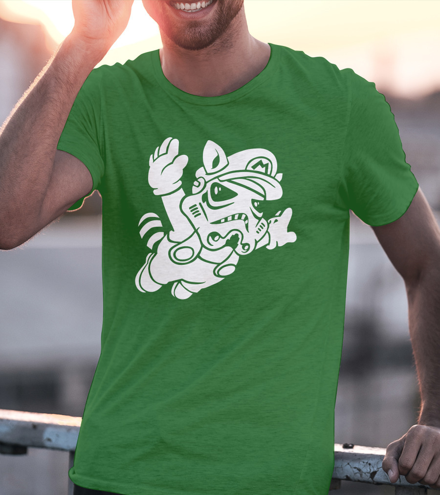 Tanooki Trooper Mashup M Helmet Raccoon Tail T-Shirt
