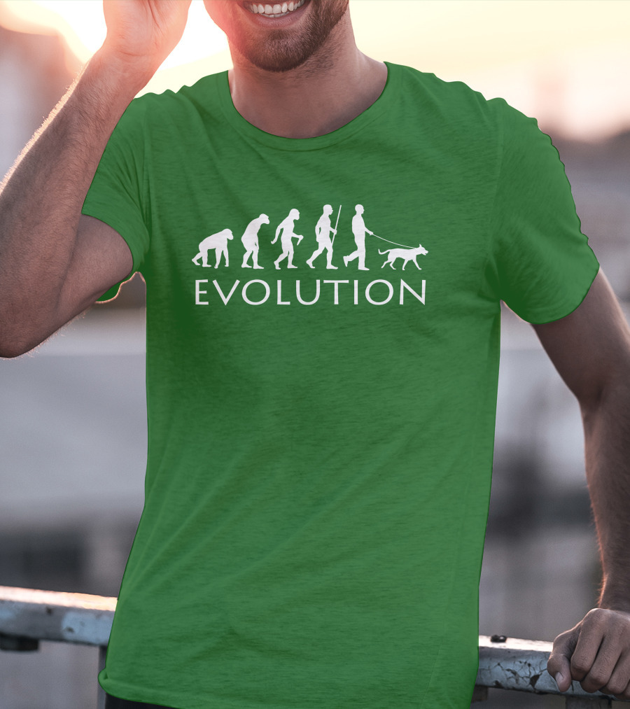 Evolution Human Dog Walker Progression Steps T-Shirt