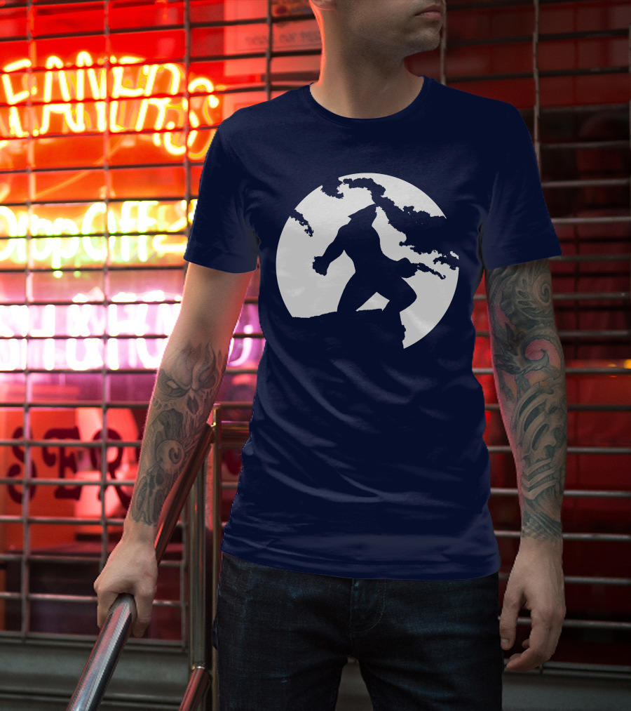 Wolf Standing Boldly Against The Moon Edge T-Shirt