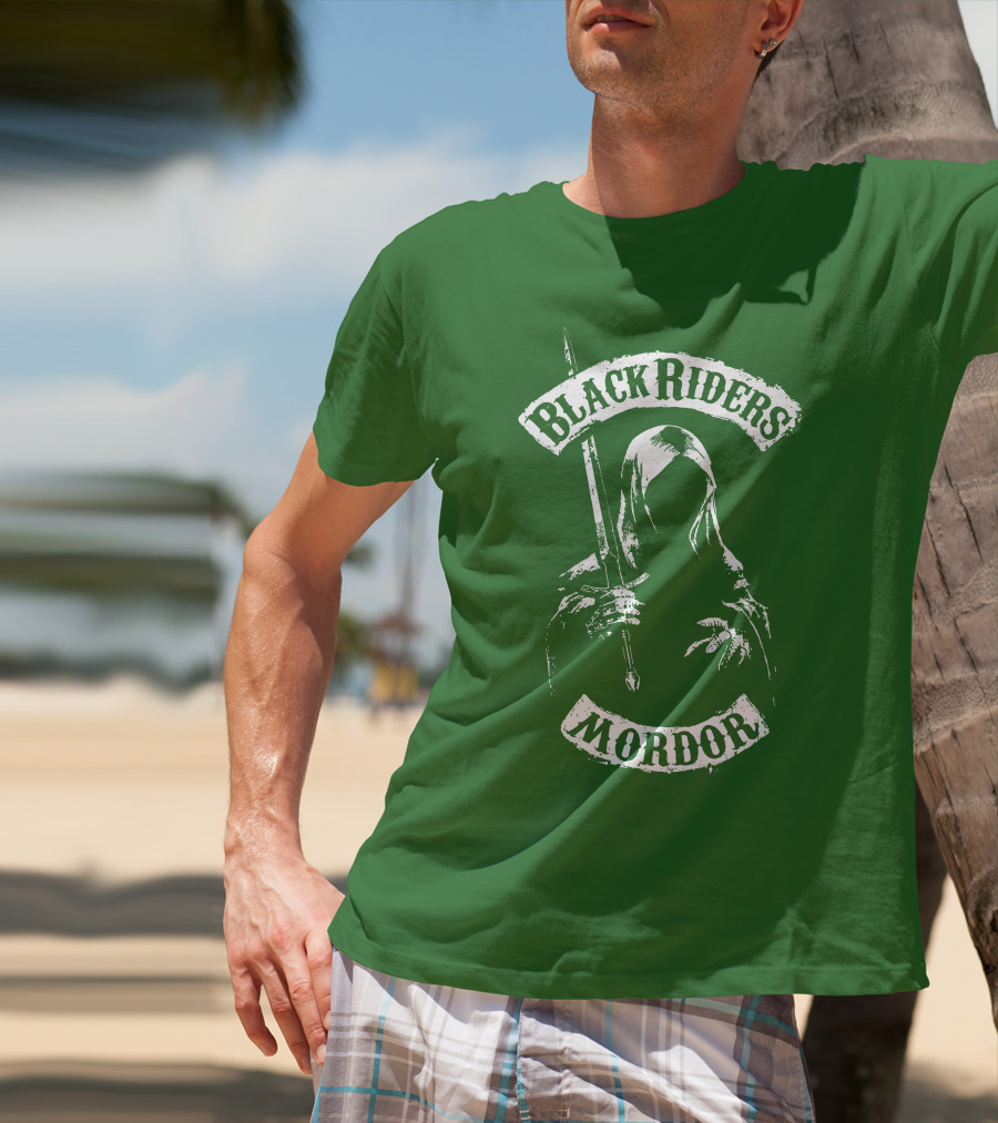 Black Riders Mordor Nazgûl Wraiths Sword Green Background T-Shirt