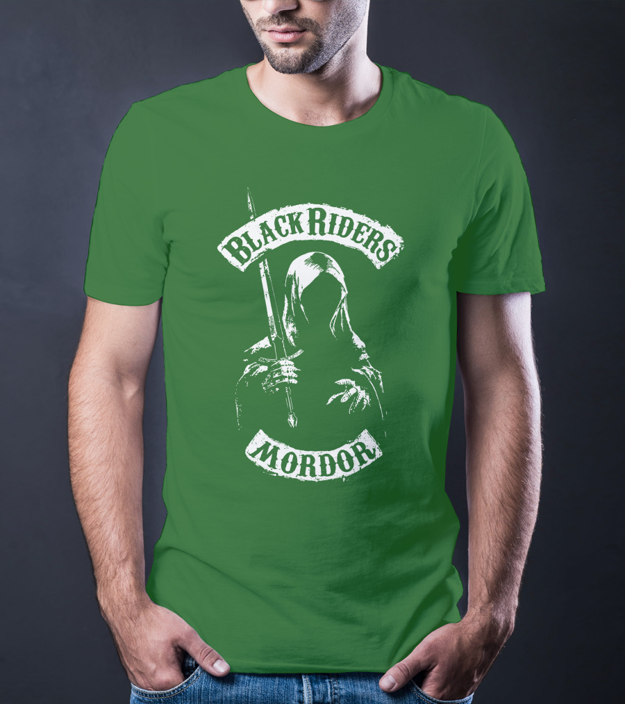 Black Riders Mordor Nazgûl Wraiths Sword Green Background T-Shirt