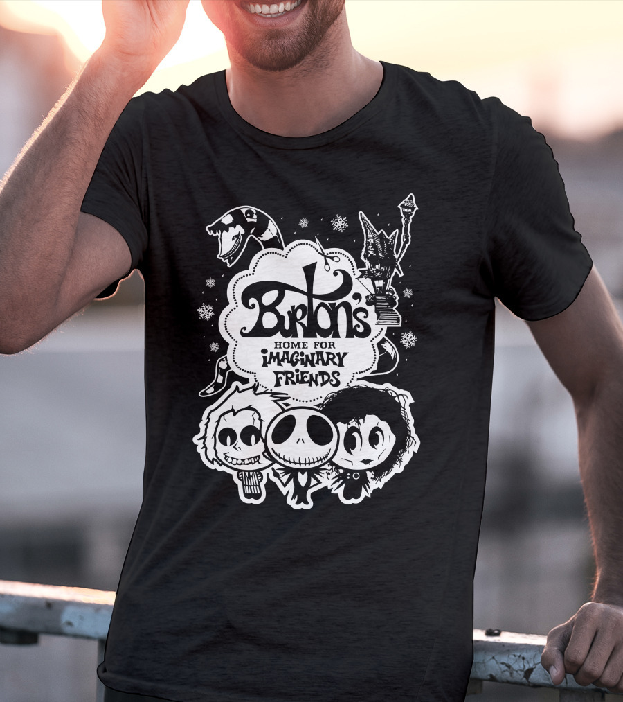 Burton's Home For Imaginary Friends Halloween Characters Art Black T-Shirt