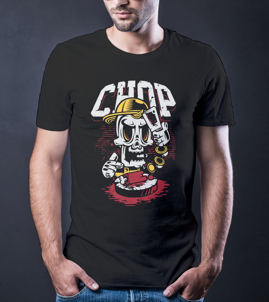 CHOP CHOP Skeleton Barber With Razor T-Shirt