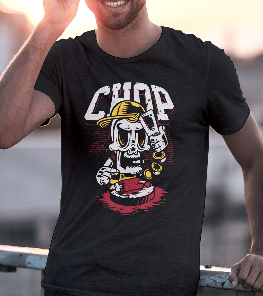 CHOP CHOP Skeleton Barber With Razor T-Shirt