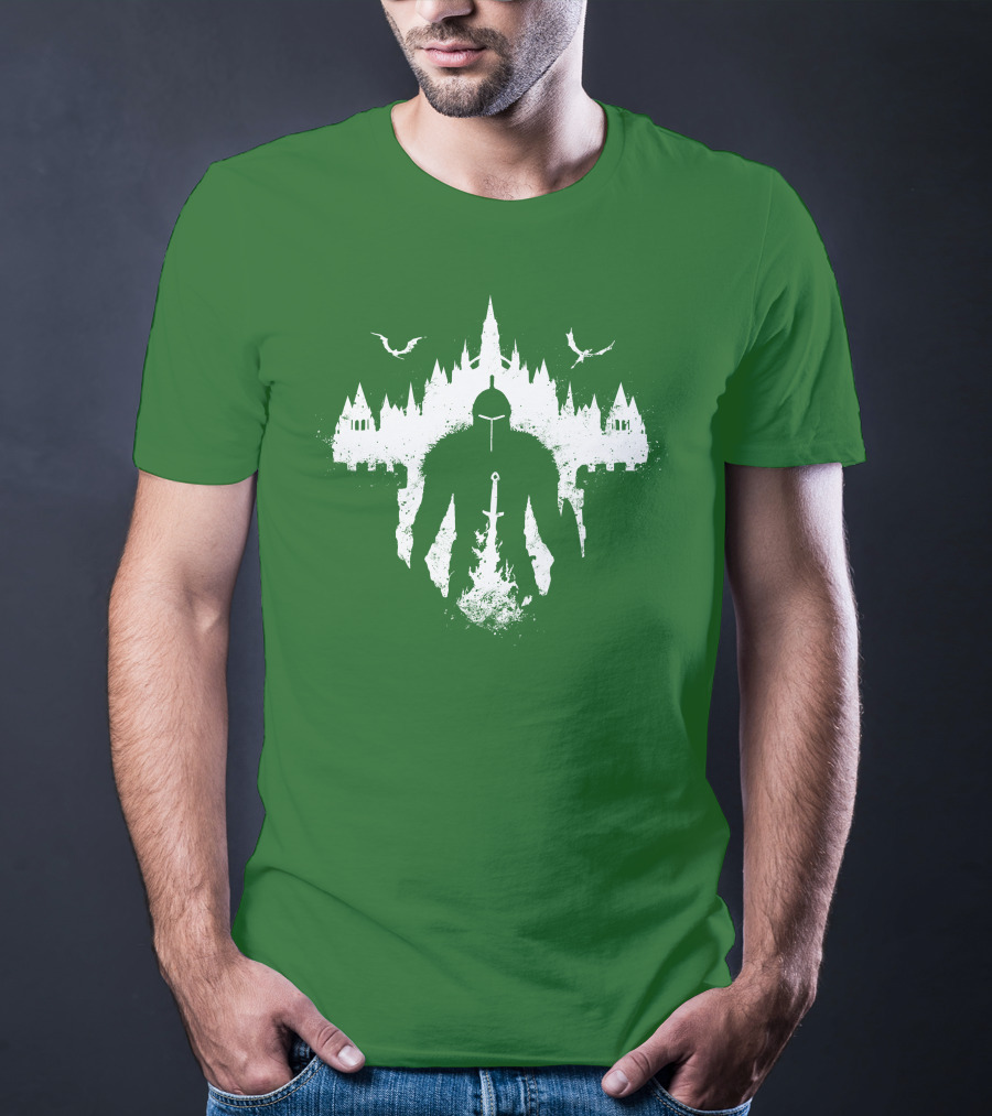 Warrior Soul Medieval Knight Silhouette With Sword And Castle In Background T-Shirt
