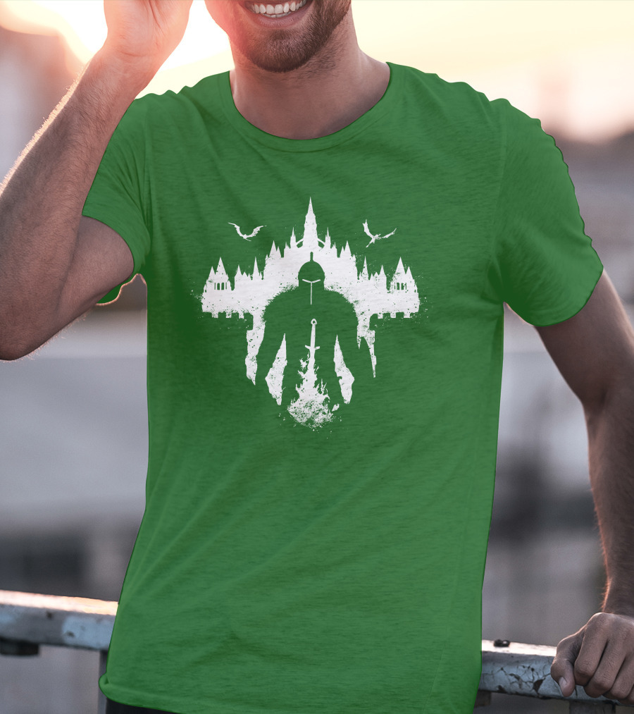 Warrior Soul Medieval Knight Silhouette With Sword And Castle In Background T-Shirt