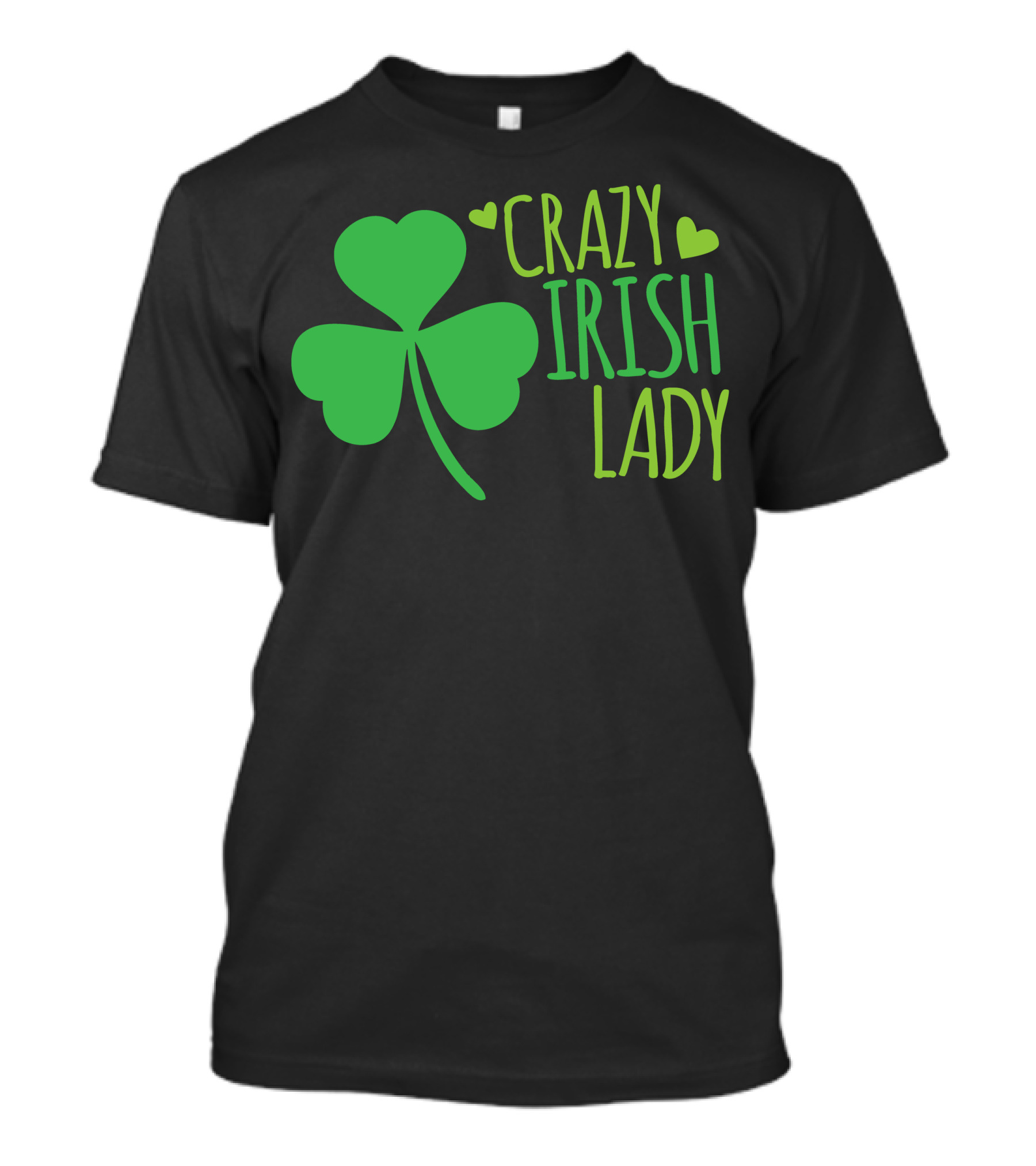 Crazy Irish Lady Shamrock Hearts T-Shirt