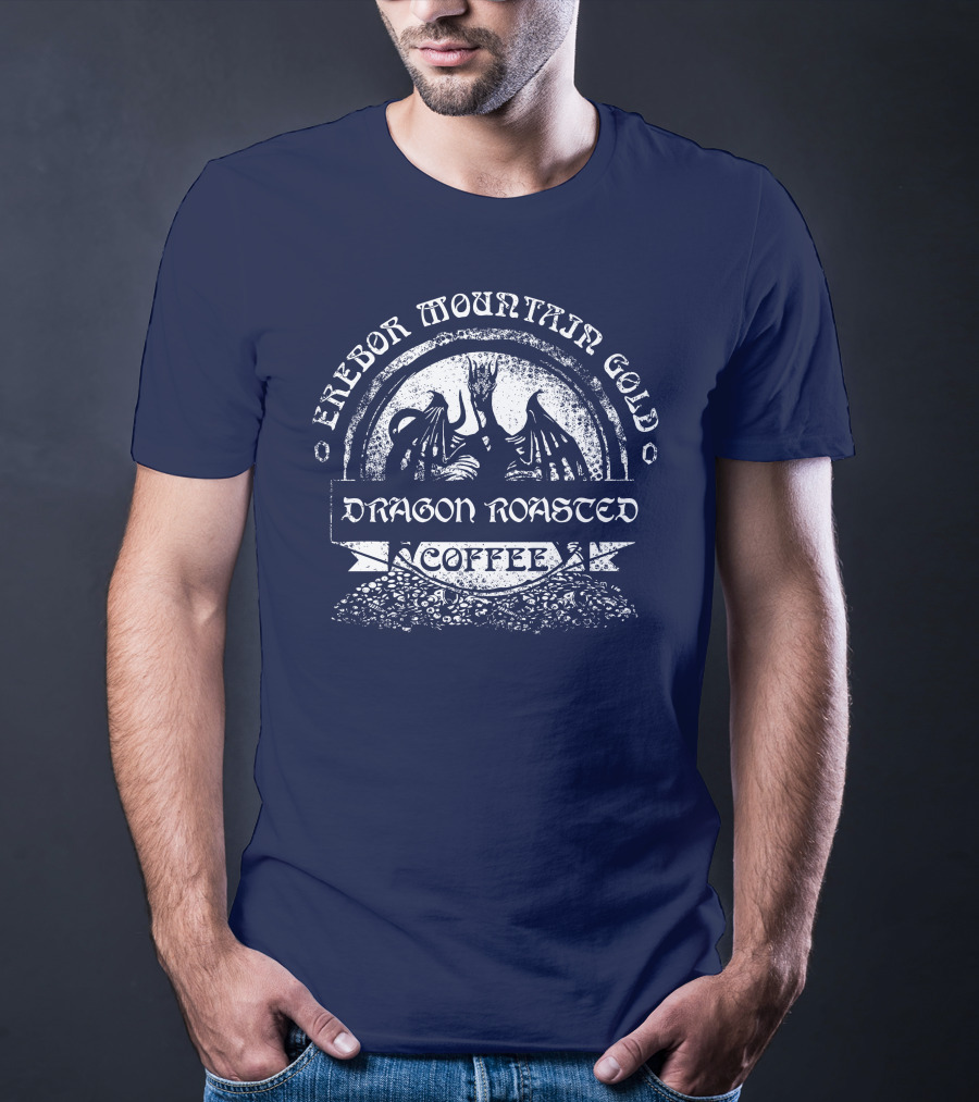 Erebor Mountain Gold Dragon Roasted Coffee T-Shirt