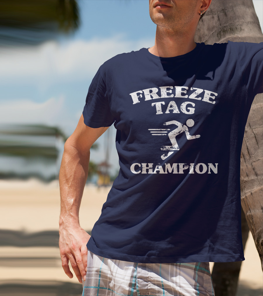 Freeze Tag Champion Retro Style Runner Vintage Text T-Shirt