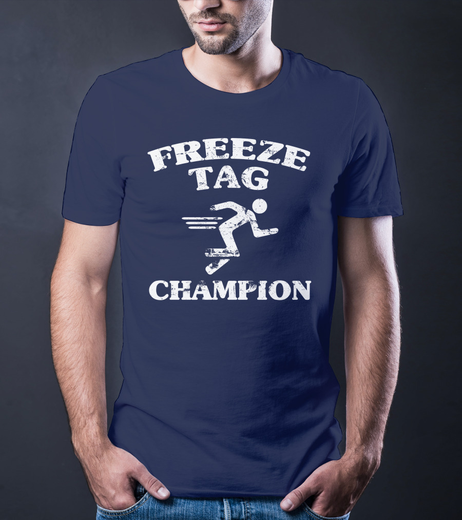 Freeze Tag Champion Retro Style Runner Vintage Text T-Shirt