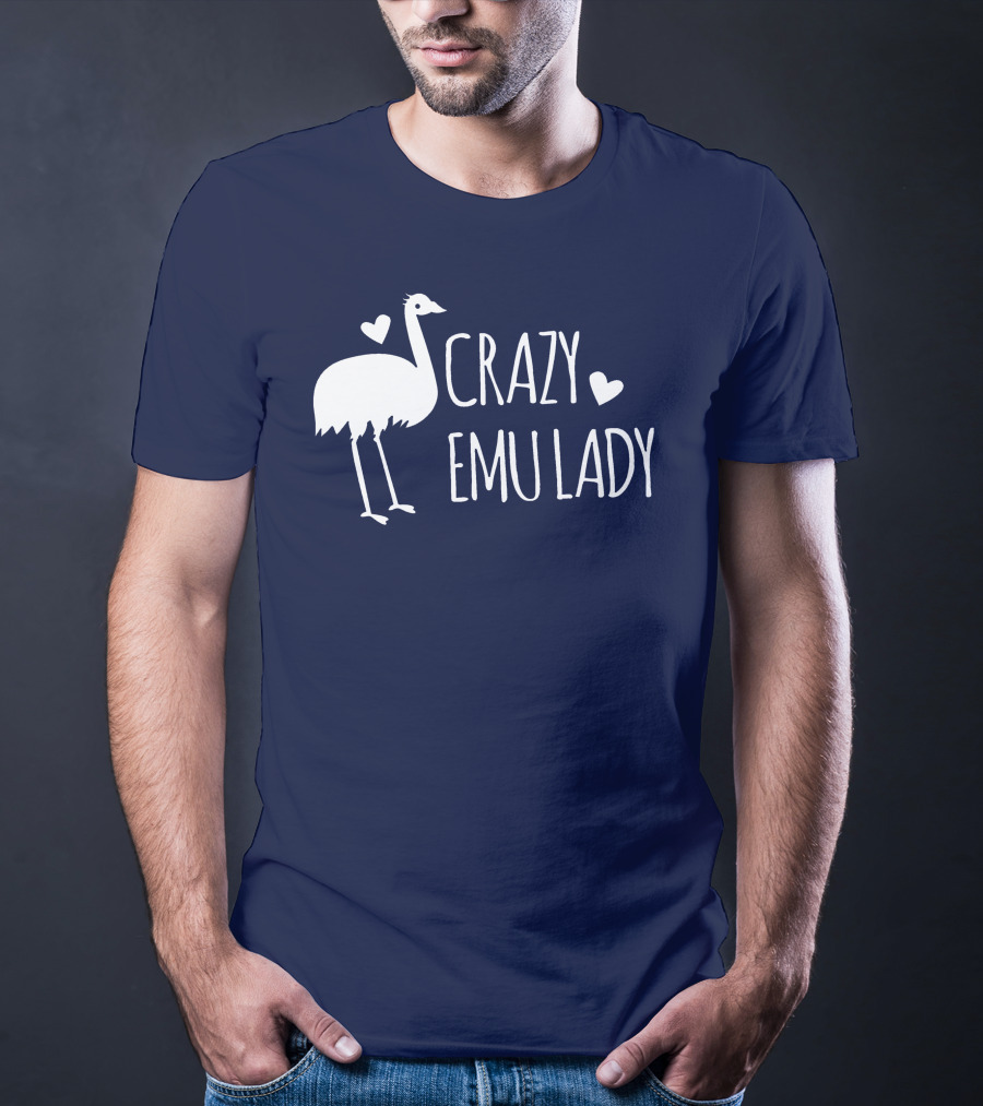 Crazy Emu Lady Emu Illustration With Hearts T-Shirt