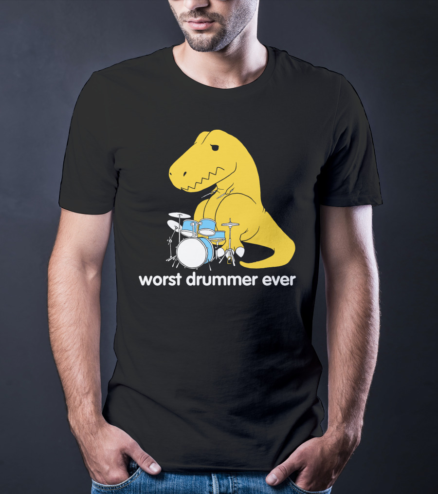 Worst Drummer Ever T-Rex With Drum Set T-Shirt