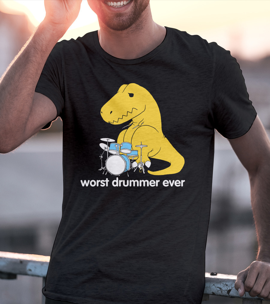 Worst Drummer Ever T-Rex With Drum Set T-Shirt
