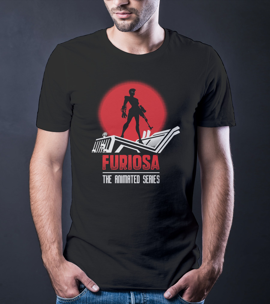 Furiosa The Animated Series Red Sun Silhouette Jeep T-Shirt