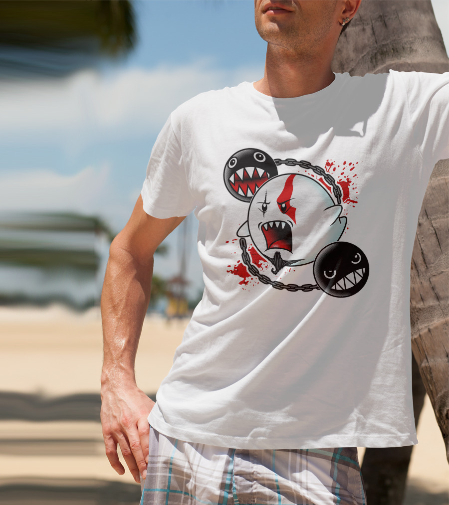 GHOST OF SPARTA BOO MEETS CHAIN CHOMP SPLATTER T-Shirt
