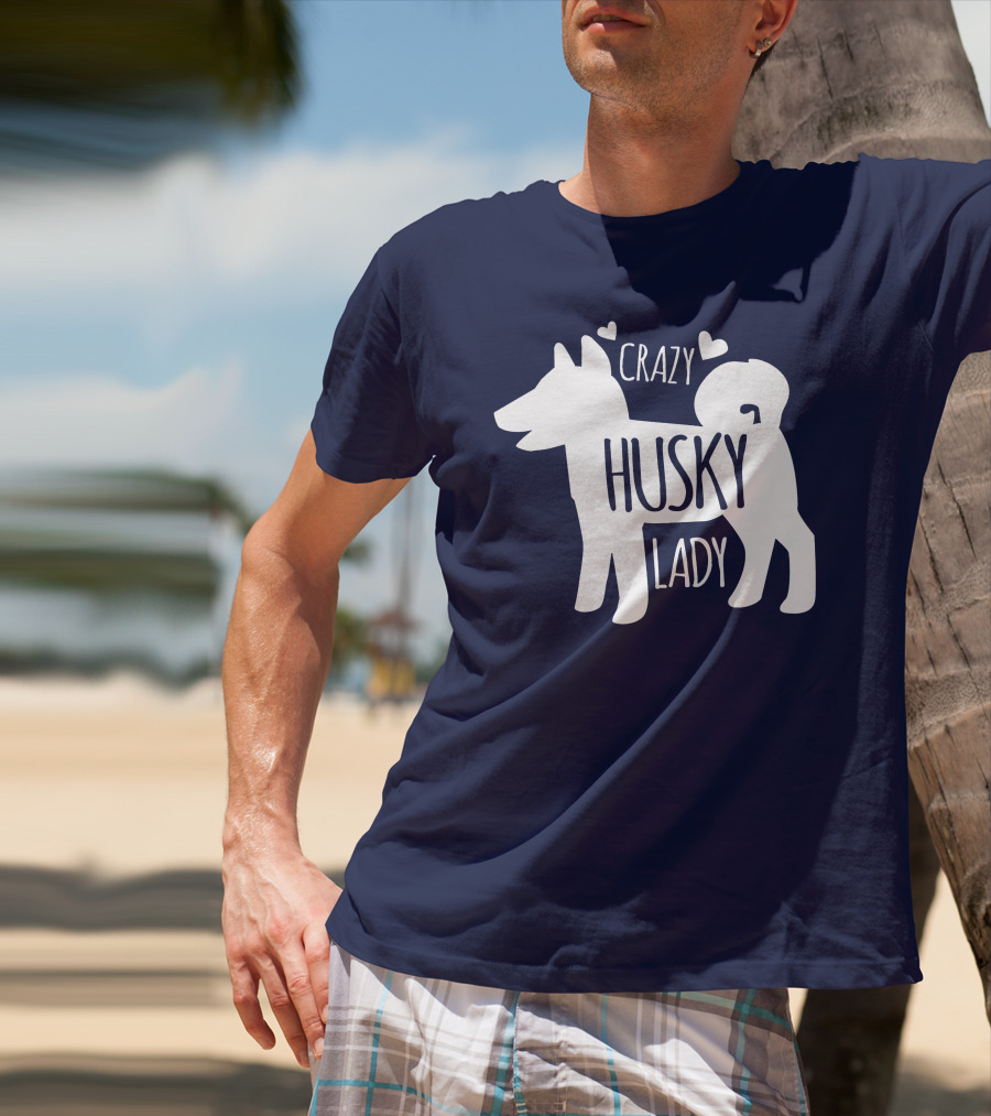 Crazy Husky Lady With Hearts Dog T-Shirt