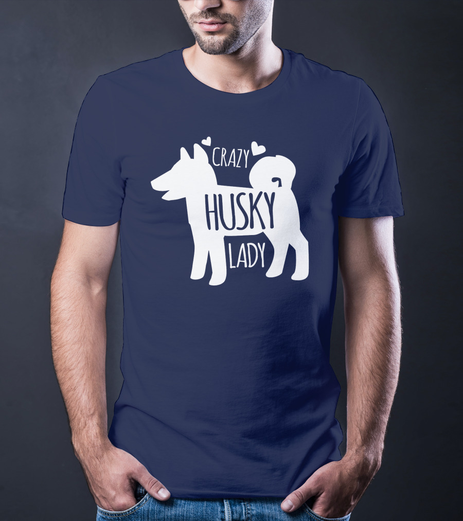 Crazy Husky Lady With Hearts Dog T-Shirt