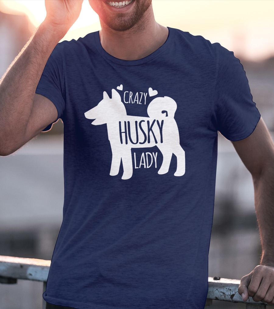 Crazy Husky Lady With Hearts Dog T-Shirt