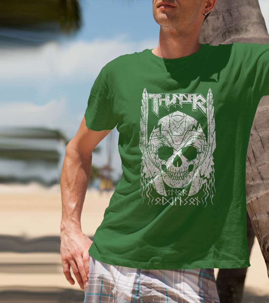THUNDER Thor Odin Son Skull T-Shirt