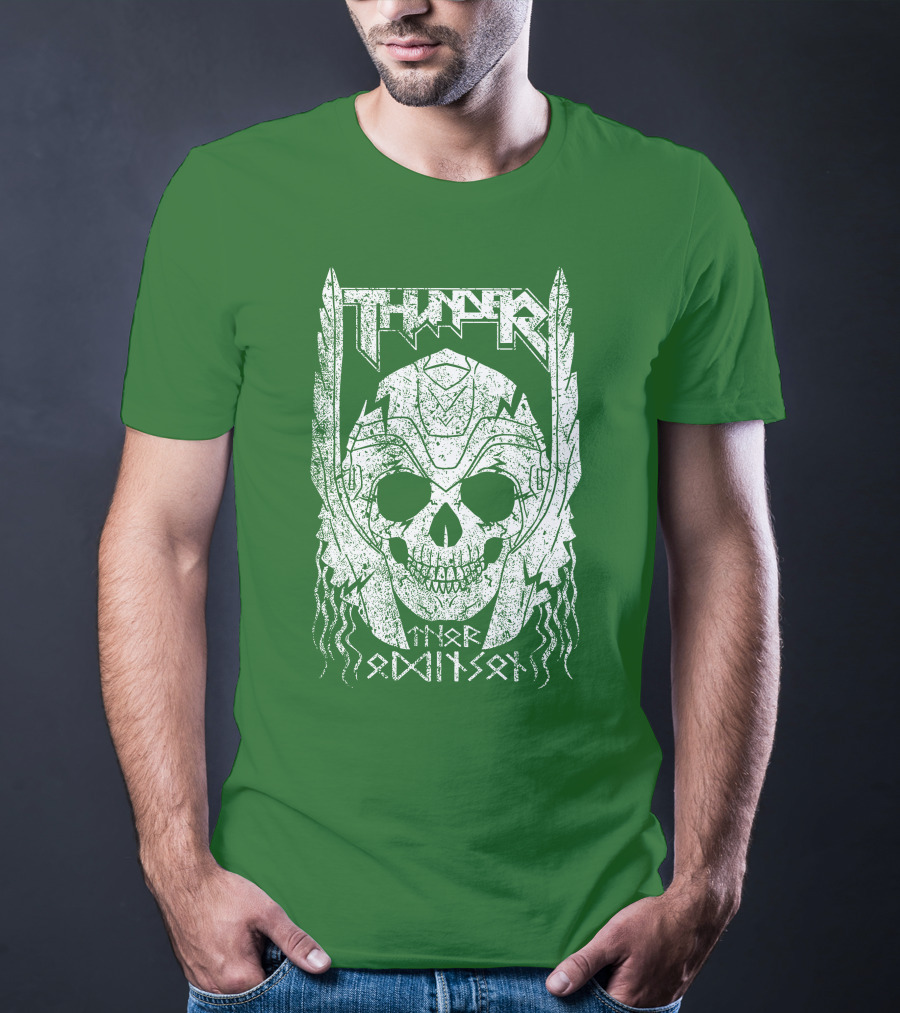 THUNDER Thor Odin Son Skull T-Shirt
