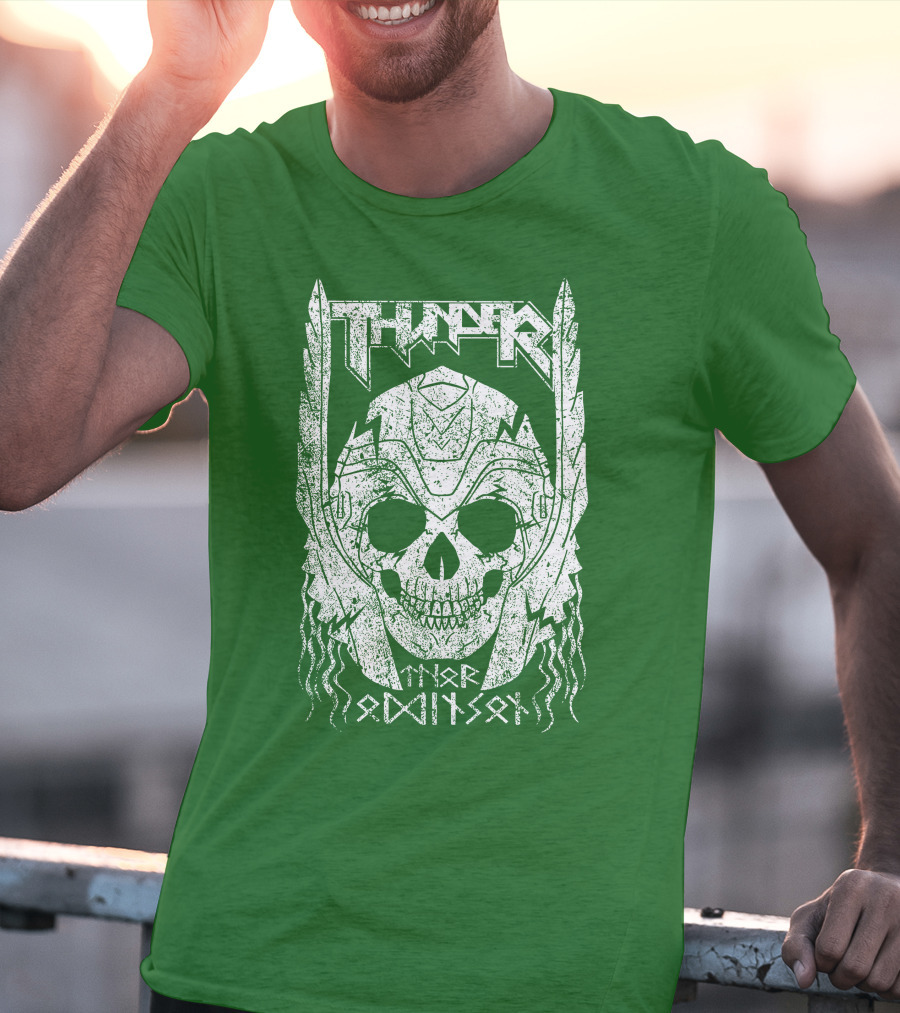 THUNDER Thor Odin Son Skull T-Shirt