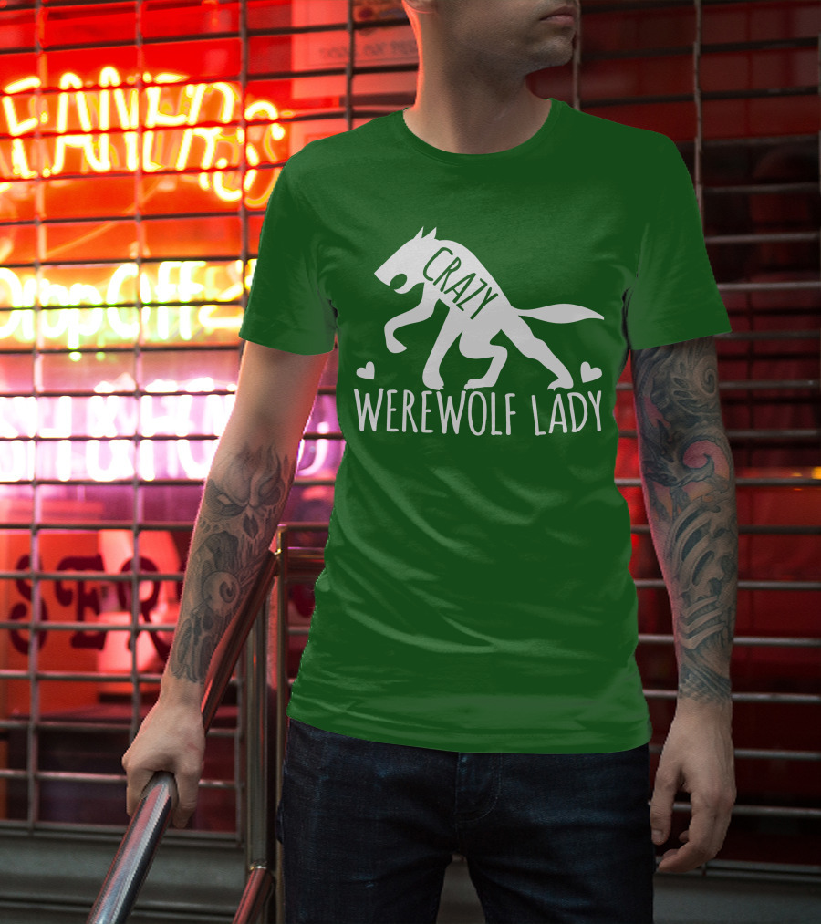 Crazy Werewolf Lady Hearts T-Shirt