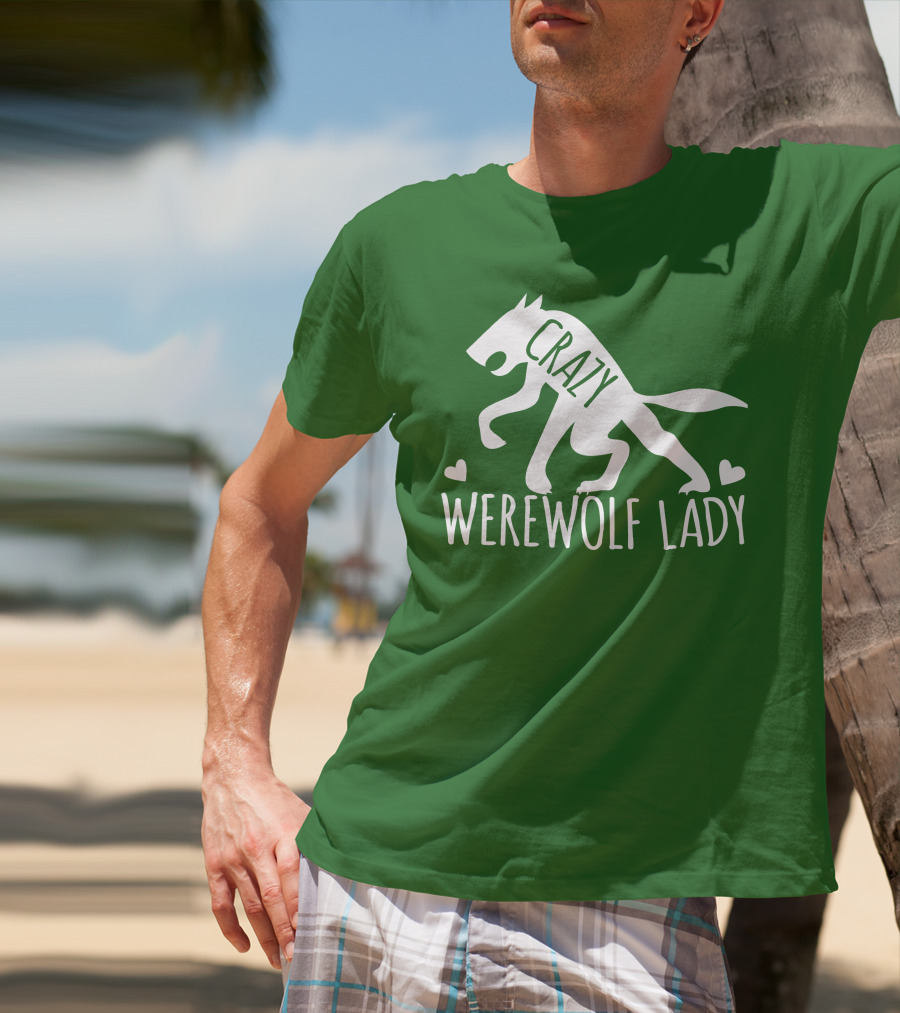 Crazy Werewolf Lady Hearts T-Shirt