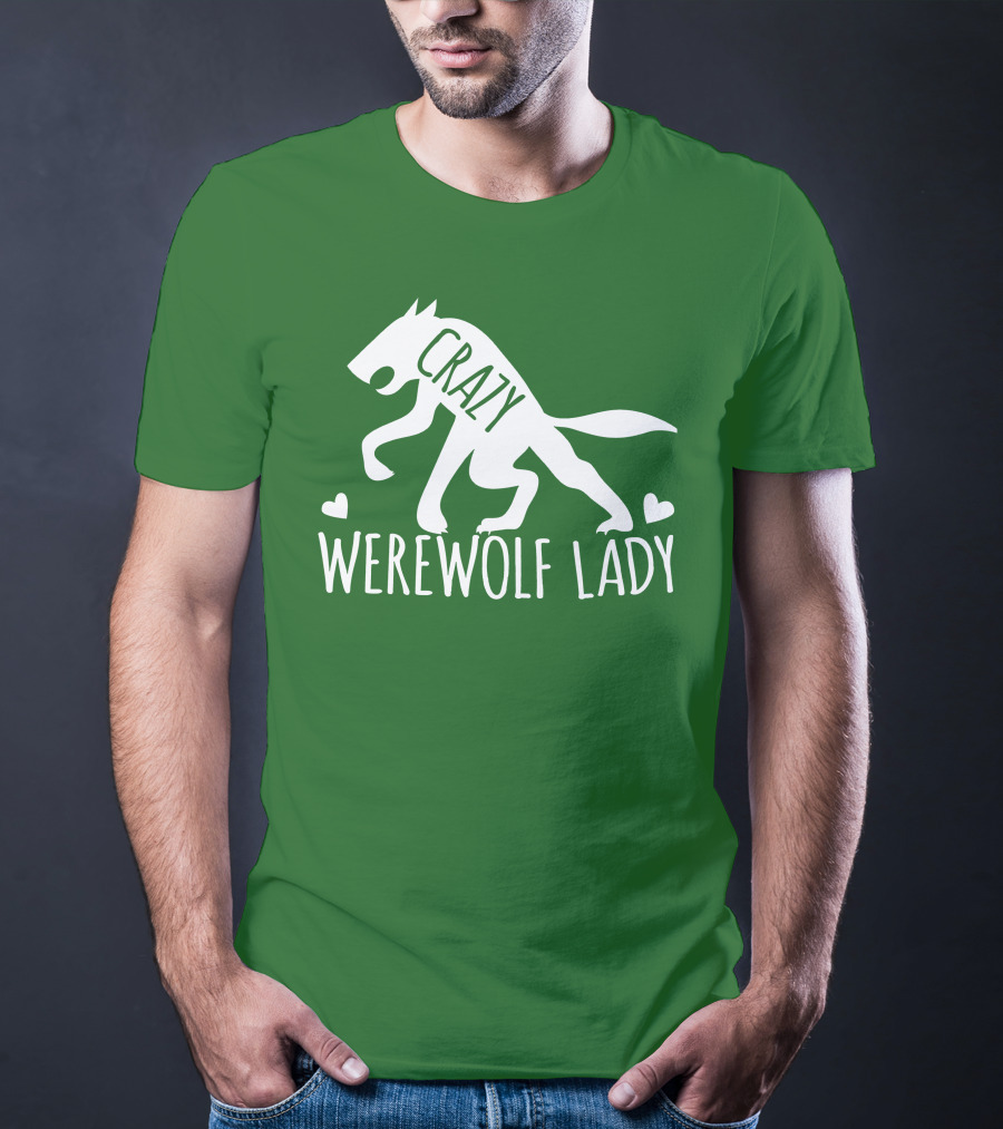 Crazy Werewolf Lady Hearts T-Shirt