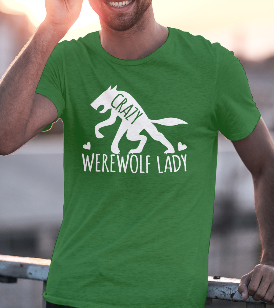 Crazy Werewolf Lady Hearts T-Shirt