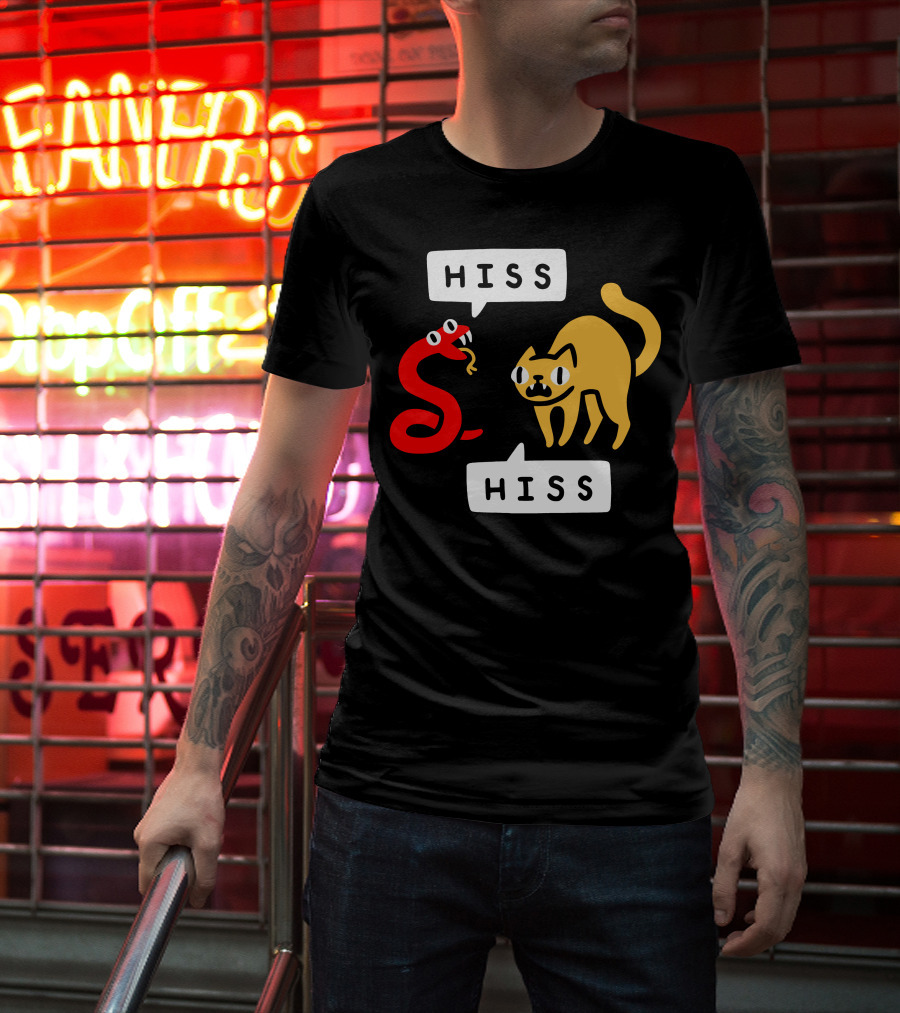 Hissy Fit Hiss Snake And Cat Conversation T-Shirt
