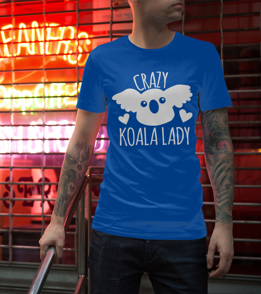 Crazy Koala Lady Cute Heart Accents T-Shirt
